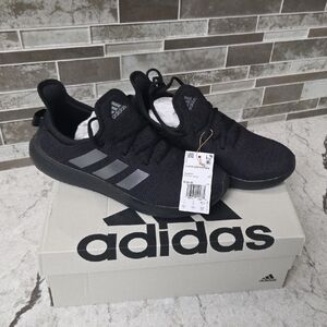 Adidas Black Running Shoes with Silver Accents